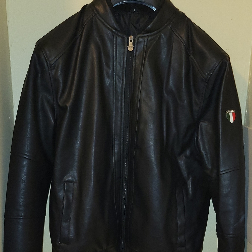 Italian Leather Motorcycle Jacket Size Large Mens